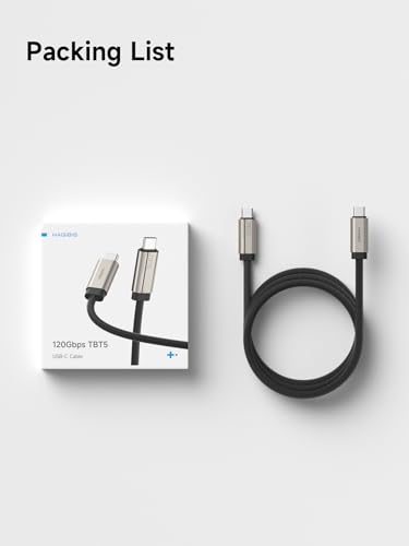 Hagibis TBT5 Cable (Intel Certified), 120Gbps Data Transfer, 240W Fast Charging, 16K@60Hz Display USB-C Cable, for Thunderbolt 5/4/3, USB4, iPhone 17/16/15, MacBook, Laptops (Titanium, 1.6ft)