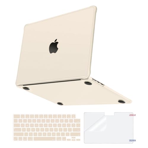 MOSISO Anti-Crack Case for MacBook Air 13 inch M5 M4 M3 M2 2026-2022 | 3 in 1 Kit Anti-Fingerprints Reinforced TPU Bumper Hard Shell for MacBook Air 13.6, A3449 A3240 A3113 A2681, Starlight Clear - color: Starlight Clear