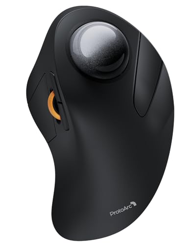 ProtoArc Wireless Bluetooth Trackball Mouse, EM03 NL Ergonomic Rollerball Mouse Rechargeable Computer Mice, 3 Device Connection, Compatible with PC, iPad, Mac, Windows-Gray Ball - color: Gray