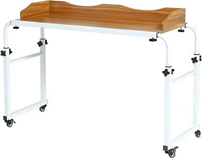 UNICOO Adjustable Overbed Table, Over the Bed Table with Wheels, Medical Overbed Table with Wheels Adjustable Height, Rolling Desk for Full/Queen/King Bed, Sturdy Wood & Steel Frame (202-Ancent Oak) - color: Ancent Oak