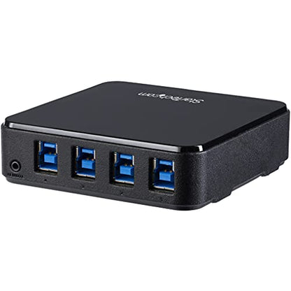 StarTech 4x4 USB 3.0 Peripheral Sharing Switch, 5Gbps, TAA (HBS304A24A) | 4 USB 3.0 x 4 computers, USB-A/B switch, Mac Windows Linux, Remote port selector, Hot-pluggable, Over-current protection - style: 4 Computers – 4 Devices