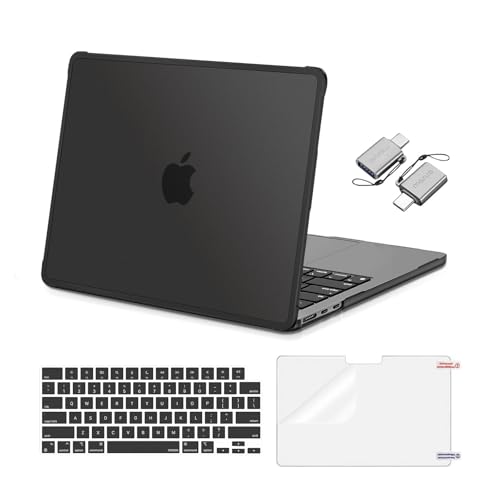 MOSISO Compatible with MacBook Air 13 inch Case M5 M4 M3 M2 2026-2022 | Hard Case&Keyboard Skin&Screen Film&Type C with TPU Bumper for MacBook Air 13.6, A3449 A3240 A3113 A2681, Black - color: Black