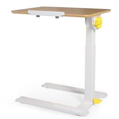 ETHU Compact Overbed Table with Tilting Tabletop, 20-29.7 Inch Adjustable Height Mobile Table for Hospital and Home, Adjustable Bedside Table with Safety Edge for Wheelchair, Sofa and Treadmill, Oak - color: Oak