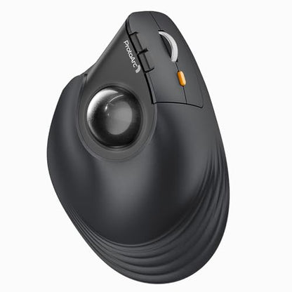 ProtoArc EM05 NL Wireless Trackball Mouse, Vertical Trackball Mouse | 62° Vertical Design Supports a Natural Wrist Posture, Connect 3 Devices Via Bluetooth/2.4G USB-A, 500mAh Rechargeable Battery - color: Gray