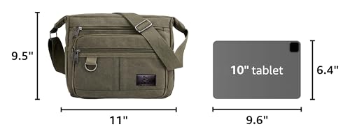 Rfid Crossbody Messenger Bag with Water Bottle Holders, 13 inch Laptop Shoulder Bag, Sling Satchel Purse w/Built-in Wallet - color: Army Green