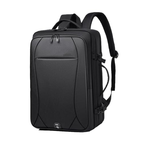 Lightweight Business Laptop Backpack, Large Expandable Travel Backpack | with USB Charging Port, Durable Casual Commuting Rucksack with Luggage Strap and Multi-Compartment - color: Black