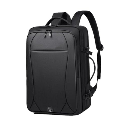 Lightweight Business Laptop Backpack, Large Expandable Travel Backpack | with USB Charging Port, Durable Casual Commuting Rucksack with Luggage Strap and Multi-Compartment - color: Black