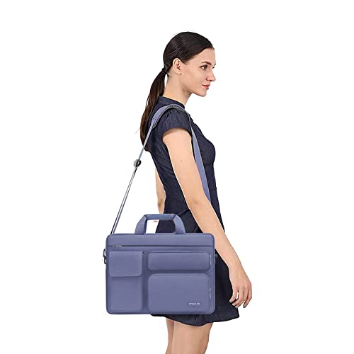 MOSISO Laptop Shoulder Bag 16 inch, 15-15.6 inch Computer Bag | Compatible with MacBook Pro 16 inch, HP, Dell, Lenovo with 2 Raised&1 Flapover&1 Horizontal Pocket&Handle&Belt, Lavender Gray - color: Lavender Gray, size: 16 inch