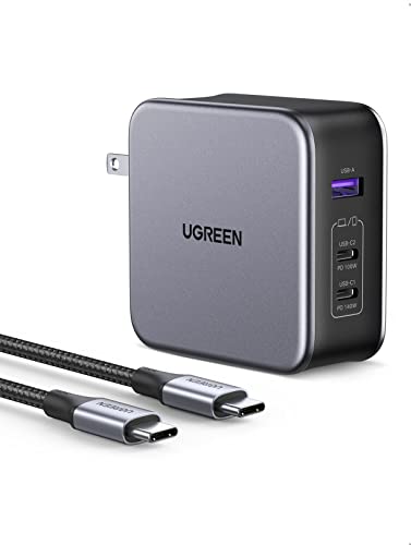 UGREEN Nexode 140W GaN USB C Laptop Charger, 3-Port PD 3.1 PPS Foldable Fast Wall Charger with 240W Cable for MacBook Pro 16", iPhone 17/16/15, Pixel 10/9, Galaxy S25/S24, Chromebook