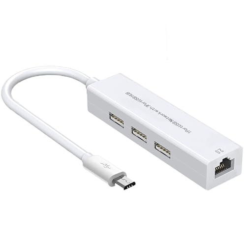 4-in-1 Micro USB OTG Adapter Hub with 3 USB Ports and 1 Ethernet Adapter, Reliable Data Sync for Raspberry Pi Zero/2W, Older Android Tablets, Nvidia Shield K1, Fire TV Cube Gen 2 - style: 1 Ethernet Adapter and 3 USB Ports