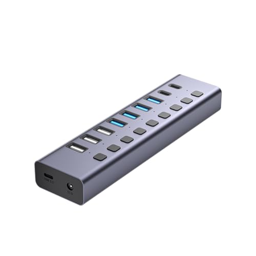 9 In1USB C Hub Aluminum Port USB 3.0 Data Hub Splitter Individual On/Off Switches for Pc Laptop US Plug