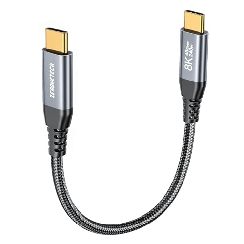 ZeroneTeck 40Gbps USB C for Thunderbolt 4 Cable 0.5FT, 6inch 40Gbps Data Transfer, [8K@60Hz/Dual 4K@60Hz] Short USB C Monitor Cable, 240W Charging USB4 Cord for MacBook,iPad,iPhone 17,SSD,KYY,ARZOPA - size: 0.5FT, style: Straight