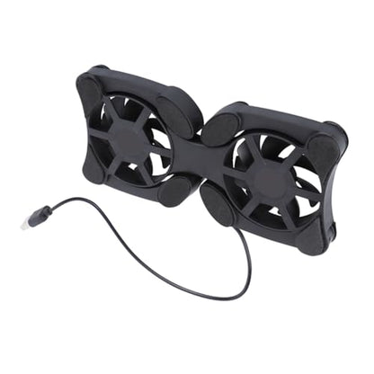 SEWACC Portable Foldable Laptop Cooler Fan with Dual USB Fans, Compact Dark Notebook Cooling Pad for Gaming and Office Use, Lightweight Computer Cooling Stand