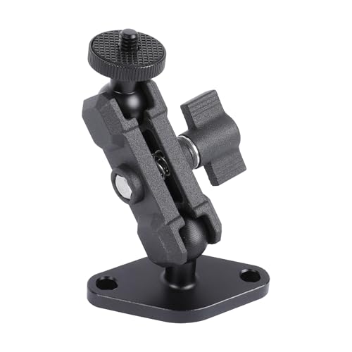 Aluminum 1/4"-20 Mount with Drill Plate Base for Monitors, CCTV Cameras, Camcorders, 360° Rotation Adjustable Camera Mount for Installation on Car Dashboard, Ceiling, and Walls