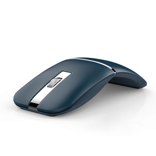 Bluetooth Wireless Arc Travel Mouse, Bluetooth 5.0/4.0 & 2.4G Tri-Mode, Rotating Foldable Ergonomic Mice, Type-C Rechargeable Multi-Device for Microsoft Laptop, PC, MacBook, Chromebook, Lenovo - Blue - color: Sapphire Blue