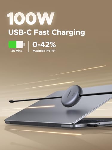UGREEN 100W Retractable USB C Cable, Fast Charging, Black, 3.3FT | Compatible with iPhone 17/16/15, MacBook Pro/Air, Galaxy S26/S25, iPad Pro/Air, Pixel 10/9, Switch, AirPods. Nylon Braided - color: Black