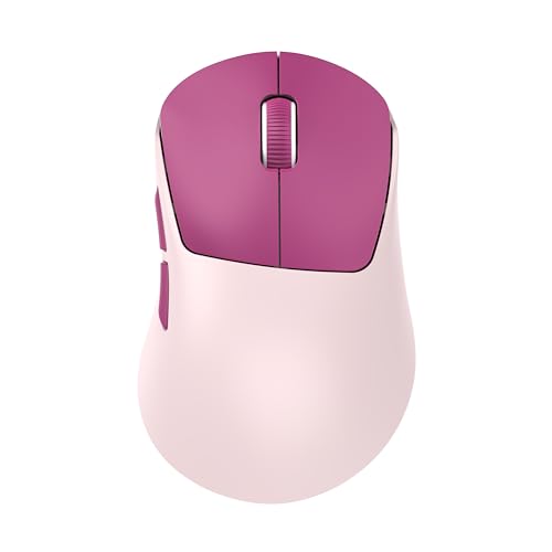 hunart H6 49g Wireless Mouse, Bluetooth & 2.4GHz, Rechargeable, Berry Pink | Silent Clicks, USB-C Charging, Two Ways to Connect, Lightweight Right-Hand Ergonomic Comfort, For Laptop, MacBook, Office PC - color: Berry Pink