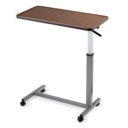 Invacare Bed Table, Height Adjustable Overbed Table, Hospital Bedside Table, Medical Rolling Desk with Wheels, Waterproof Medical and Home Use L-Shaped Steel Base Over Bed Tray Table - style: Non-Tilting Table