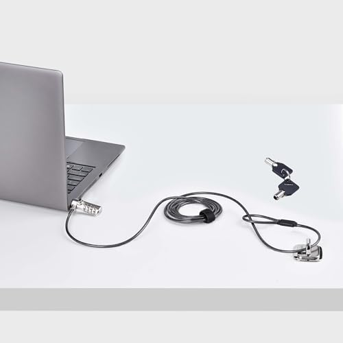 StarTech Slim Lock, 5ft (1.5m) Locking Cable, TAA | Noble Wedge Slot Compatible, Desk Anti-Theft Security For Laptop/Notebook, SNBLC4D-LAPTOP-LOCK - size: K-Slot/T-Bar, style: Resettable Combination
