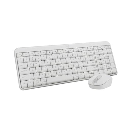 Logitech MK250 Compact Bluetooth Wireless Keyboard and Mouse Combo - White | Bluetooth connection only, compact keyboard with number pad, small ambidextrous M196 mouse with 3 non-customizable buttons - color: White, style: Combo