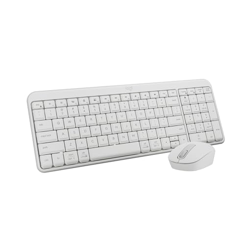 Logitech MK250 Compact Bluetooth Wireless Keyboard and Mouse Combo - White | Bluetooth connection only, compact keyboard with number pad, small ambidextrous M196 mouse with 3 non-customizable buttons - color: White, style: Combo