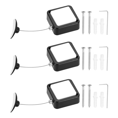 PATIKIL Retractable Remote Control Cable Tether (3.3ft /1M, Black)(3 Set) Remote Control Security Lanyard Lock Adjustable Locking Leash with Plastic Cap and Screws, Suit for - TVs/Tablets - color: Black, size: 3.3 ft