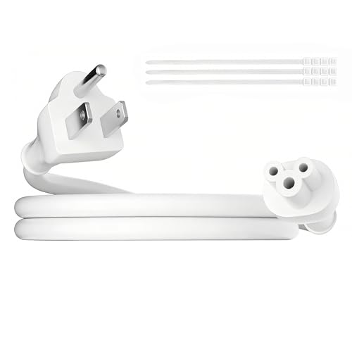 Adoreen Mickey Mouse Replacement Laptop Power Cord 2 Ft White, Seamless 5-15P to IEC 320 C5 3-Prong Universal AC Printer Cable for PC Notebook Charger Dell HP LG TV Monitor, 18AWG 125V, ETL +Ties - size: 2FT, style: Straight to Straight
