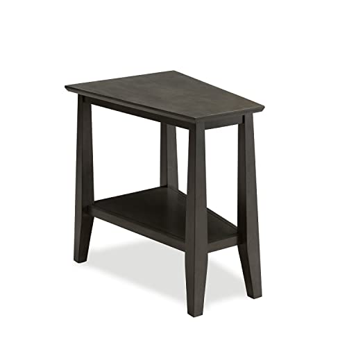 Leick Home Delton End Table, Solid Wood, Narrow Wedge Shape, Bottom Display Shelf, Easy-Assembly, For Living Room/Bedroom, Smoke Gray, 24.0 in. L x 14.0 in W x 24.0 in. H, 10402-GR - color: Smokey Gray