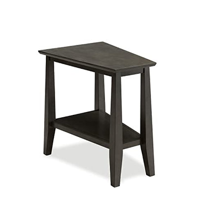 Leick Home Delton End Table, Solid Wood, Narrow Wedge Shape, Bottom Display Shelf, Easy-Assembly, For Living Room/Bedroom, Smoke Gray, 24.0 in. L x 14.0 in W x 24.0 in. H, 10402-GR - color: Smokey Gray