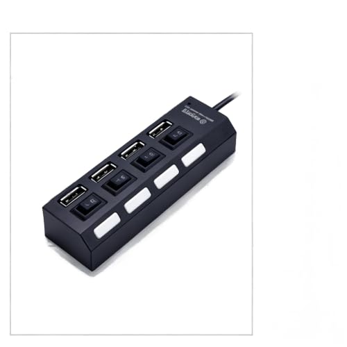 4 Port USB Hub with Individual On/Off Switches & LED Indicator Lights, Portable USB Splitter Multi Port USB Extension Hub for Laptop PC Desktop Computer - size: medium