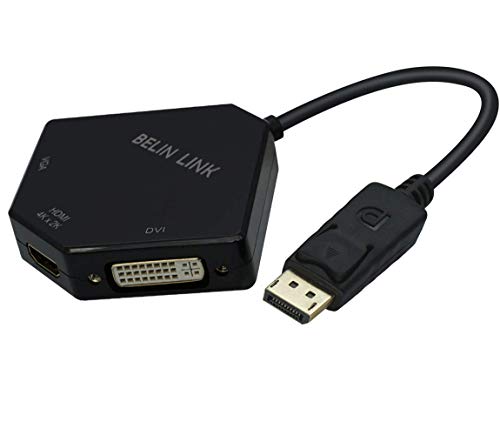 DP to HDMI VGA DVI Adapter Displayport to HDMI 4K Adapter 3 in 1 Display Port to HDMI VGA DVI Converter Male to Female Gold-Plated (Diamond Shaped)… (Diamond Shaped) - color: Diamond Shaped