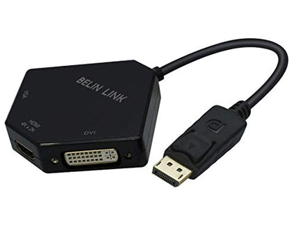 DP to HDMI VGA DVI Adapter Displayport to HDMI 4K Adapter 3 in 1 Display Port to HDMI VGA DVI Converter Male to Female Gold-Plated (Diamond Shaped)… (Diamond Shaped) - color: Diamond Shaped