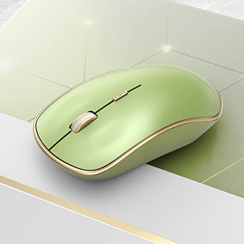 JOYACCESS J 2.4G Slim Wireless Silent Mouse - Portable Wireless Computer Mouse with 5 Adjustable DPI Levels, USB for Desktop, Notebook, MacBook, Chromebook, PC (Light Green) - color: Light Green