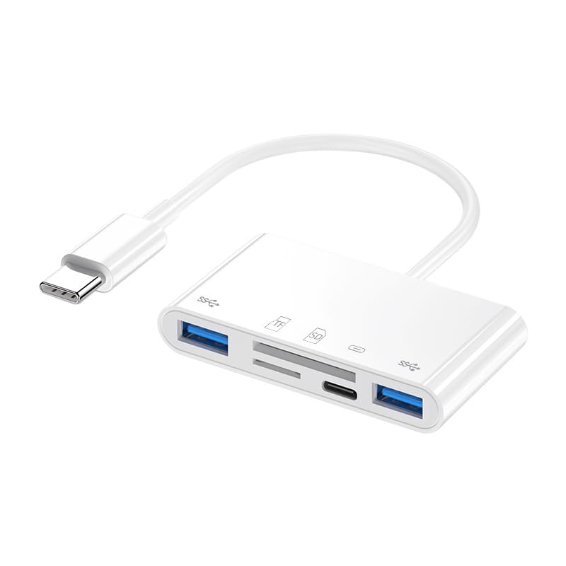 chenyang 5 in 1 USB C to 2 USB 3.0 TF Micro SD SDXC SDHC Card Reader Adapter 5Gbps Compatible with PD 27W for Laptop Tablet Phone - style: SD/TF 5-in-1