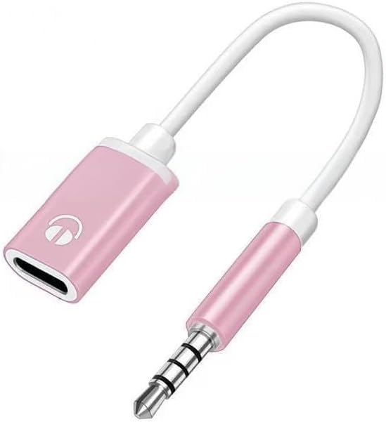 USB C to 3.5mm Analog Audio Adapter, Pure Analog Signal Headphone Converter with Noise Cancellation for Type-C Devices (Pink)