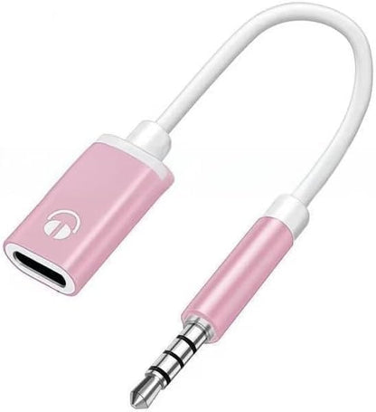 USB C to 3.5mm Analog Audio Adapter, Pure Analog Signal Headphone Converter with Noise Cancellation for Type-C Devices (Pink)