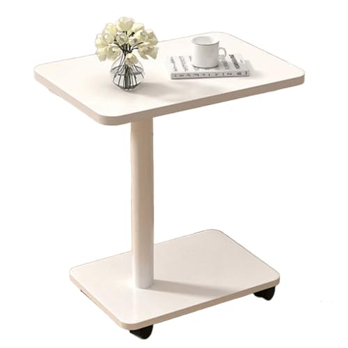Over The Bed Table with Wheels Multifunctional Living Room Sofa Side Table | Space-Saving Bedroom Bedside Tables Hospital Bedd Tables For Sofa, Bed(White) - color: White