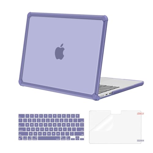 MOSISO Compatible with MacBook Air 13 inch Case M5 2026 M4 M3 M2 2025-2022 | A3449 A3240 A3113 A2681, 3 in 1 Kit Crack-Resistant Heavy Duty Protective Hard Shell Case Cover with TPU Bumper,Lavender Gray - color: Lavender Gray