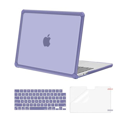 MOSISO Compatible with MacBook Air 13 inch Case M5 2026 M4 M3 M2 2025-2022 | A3449 A3240 A3113 A2681, 3 in 1 Kit Crack-Resistant Heavy Duty Protective Hard Shell Case Cover with TPU Bumper,Lavender Gray - color: Lavender Gray