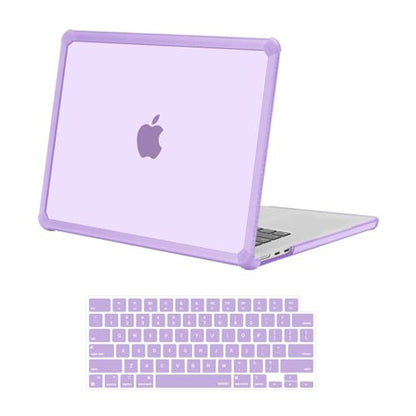 MOSISO Compatible with MacBook Air 15 inch Case M5 2026 M4 M3 M2 2025-2023 | A3448 A3241 A3114 A2941,Anti-Cracking,Heavy Duty Shock-Absorbing Hard Shell Case with TPU Bumper&Keyboard Cover, Purple - color: Purple