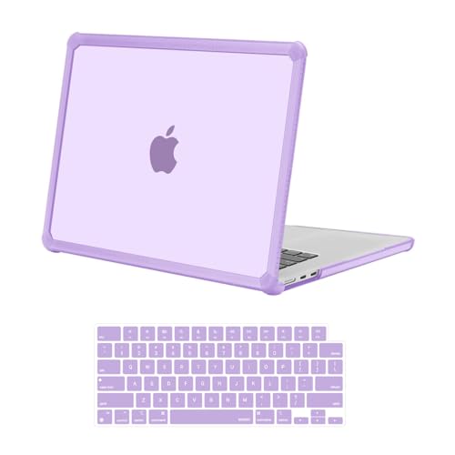 MOSISO Compatible with MacBook Air 15 inch Case M5 2026 M4 M3 M2 2025-2023 | A3448 A3241 A3114 A2941,Anti-Cracking,Heavy Duty Shock-Absorbing Hard Shell Case with TPU Bumper&Keyboard Cover, Purple - color: Purple