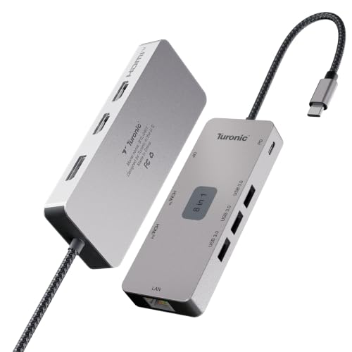 BYL-2401 Universal Docking Station 8-in-1 USB-C Hub, 100W PD | Dual HDMI 4K@60Hz, DP 1.2, Gigabit Ethernet, 3 USB-A 5Gbps Ports, Charging, Aluminum Housing
