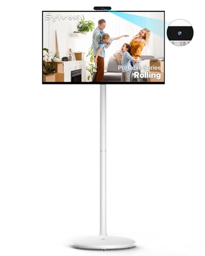 SYLVOX 27" Smart Rolling Display with Stand, Portable Touchscreen Monitor for Streaming TV Apps, Built-in 4-5H Battery, 1080P with 8MP Removable Webcam for Home, Office & Entertainment - size: 27''
