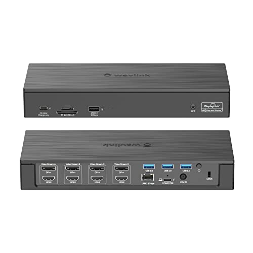 WAVLINK DisplayLink Laptop Docking Station, 4 HDMI, 4 DP, Quad Monitor 5K/4K@60Hz, Thunderbolt 5/4, USB-C/A, 180W Power, 100W Charging, SD 4.0 CR, 2.5Gbps LAN, M1–M5 Mac/MacBook Neo/Windows/Chrome