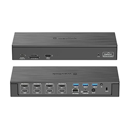 WAVLINK DisplayLink Laptop Docking Station, 4 HDMI, 4 DP, Quad Monitor 5K/4K@60Hz, Thunderbolt 5/4, USB-C/A, 180W Power, 100W Charging, SD 4.0 CR, 2.5Gbps LAN, M1–M5 Mac/MacBook Neo/Windows/Chrome