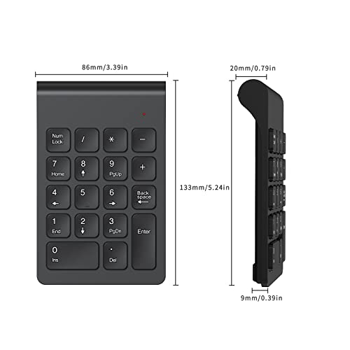 cimetech Wireless Number Pad, 18 Keys Numeric Keypad with USB Receiver | Office Accounting, Portable, Mini, for Laptop PC Computer Desktop Surface Pro Notebook - color: 2.4G-Black