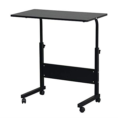Adjustable Height Mobile Computer Desk Rolling Computer Desk, Height Adjustable Mobile Laptop Stand Desk Rolling Cart, Mobile Small Standing Desk Portable Rolling Laptop Desk Overbed Bedside Desk - color: A