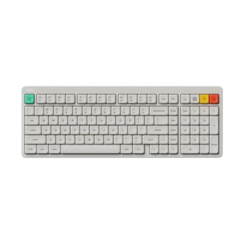 NuPhy Node100 Wireless Mechanical Keyboard, Hot Swappable Custom Low Profile Keyboard, 103 Keys Computer Gaming Keyboards, Supports Touch Gestures, PBT Keycaps, RGB Backlit, Bluetooth/2.4GHz/USB-C - color: White, size: Low-profile Blush Nano Switch