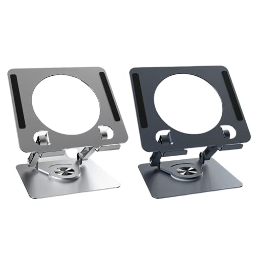 Portable Adjustable Laptop Holder 360 Degree Rotation Enhanced Cooling Travel Laptop Rack - color: Silver