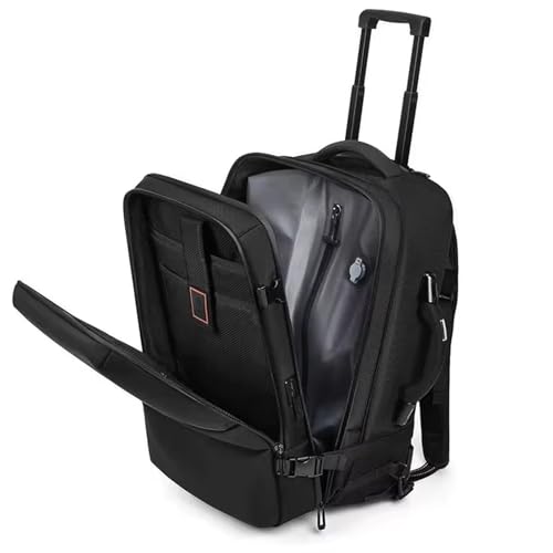 60L Vacuum Compression Backpack with Wheels Expandable Men Waterproof Carry On Luggage Travel Backpacks 17 inch Laptop Backpack Flight Approved (No Pump)